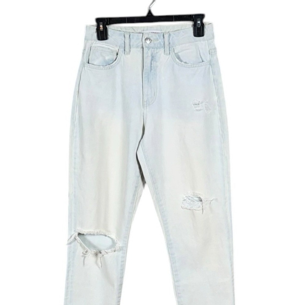 Flying Monkey Womens Super High Rise Mom Jeans Size 26 Edgy Distressed Faded - Picture 3 of 8